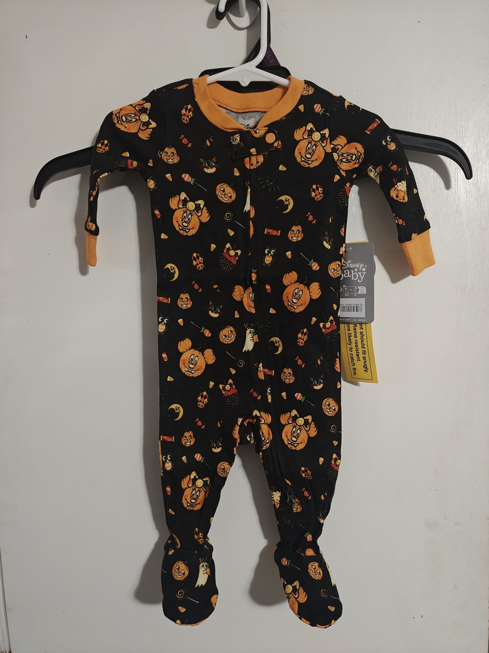 Disney Black & Orange Halloween Pumpkin One-Piece Sleeper